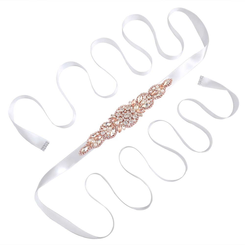 OLOMLB cinturón de novia impresionantes cinturones de novia plata diamante boda cinturones para vestidos de mujer cinturón para boda cinturón del Bri: White