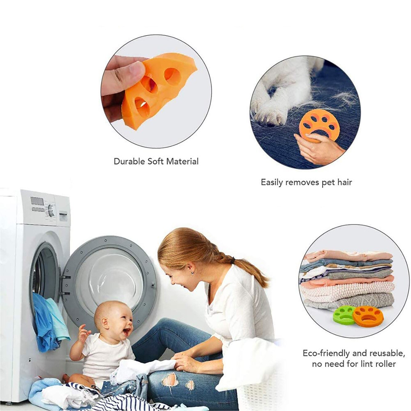 Pet Hair Remover Washing Machine Accessory Cat Dog Fur Lint Hair Remover Clothes Dryer Reusable Cleaning Laundry Dryer Catcher