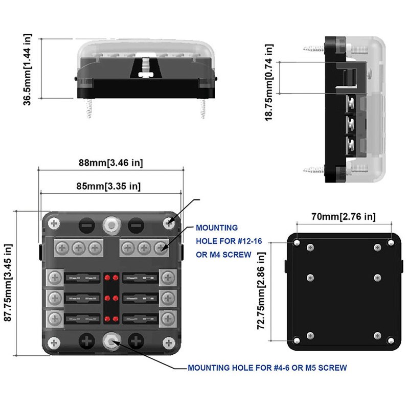 6 weg 12 V/32 V Auto Sicherung Kasten Buss Bar 100A Klinge Sicherung Halfter Kasten Block fallen mit anzeige Warnung Licht Auto Ersatz Teile