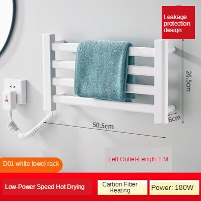 Electrically Heated Towel Rack Intelligent Home Bathroom Toilet Electrical Heating Thermostatic Bath Towel Shelf Drying Rack: Haoyue white A
