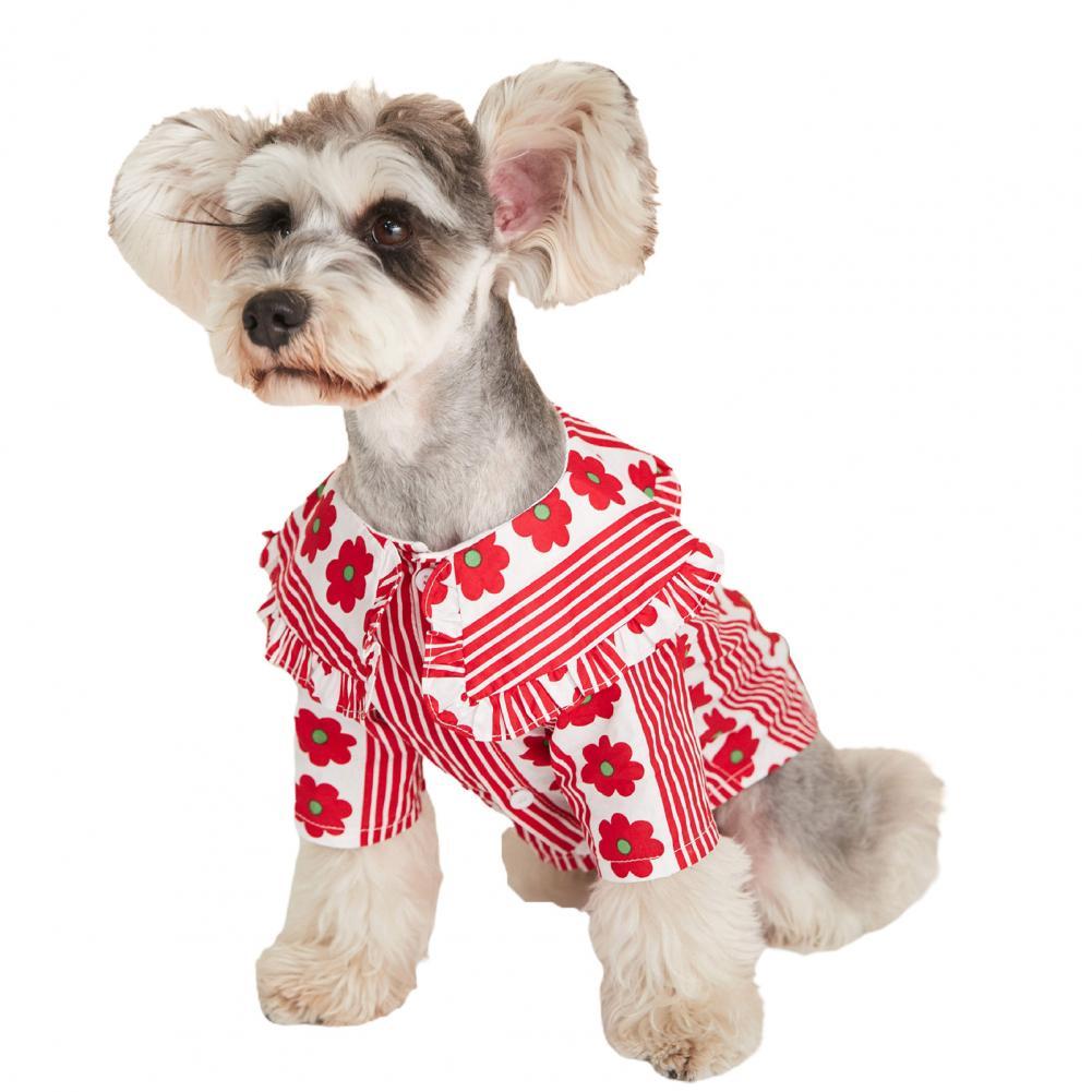 Anti-wear Washable Lovely Flower Pattern Puppy Clothes for Photography: Rood / L