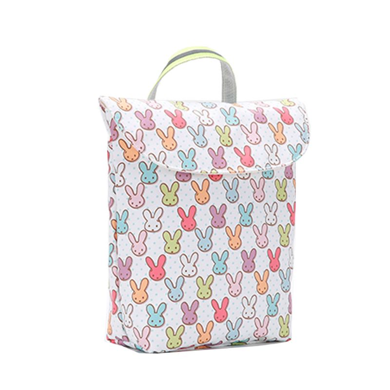 Dessin animé impression humide sac sec bébé couche-culotte sac organisateur réutilisable poche pour bébé sac à couches: Rabbit Size L