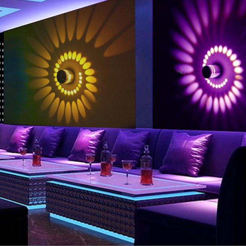 Rgb spiral skrog ledet vegg lyseffekt vegglampe med fjernkontroll fargerik til fest bar diskotek lobbyen ktv hjem dekorasjon