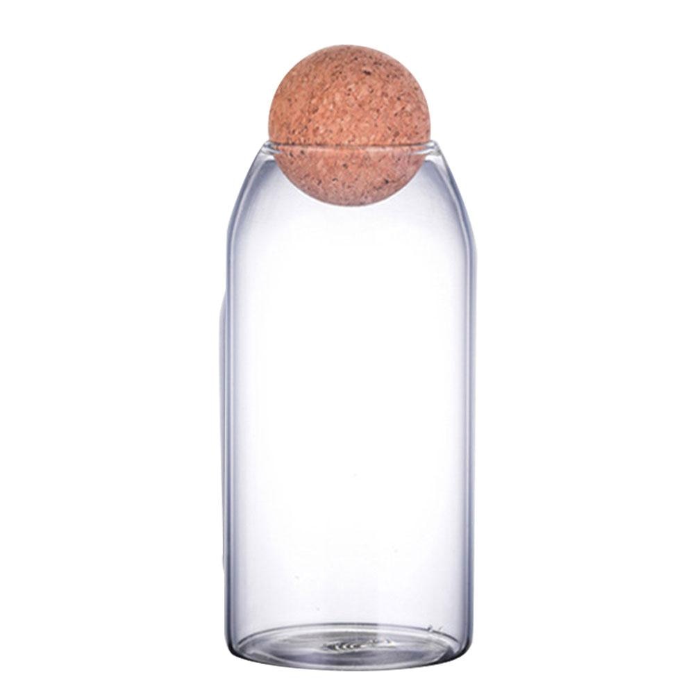 550/750/1200ml Transparent Kitchen Storage Bottle Bean Sugar Tea Coffee Cork Stopper Glass Jar Can Cup