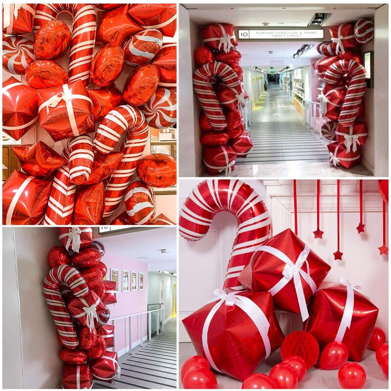 Kerst Ballon Garland Arch Kit 144 Stuks Met Kerst Rood Wit Snoep Ballonnen Geschenkdoos Ballonnen Rode Ster Ballonnen