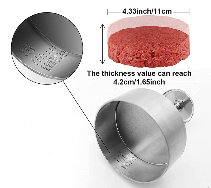 Moldes de acero inoxidable 304 para hacer tortillas de carne, prensa de Buger para hacer postres, galletas, utensilios de cocina, accesorios