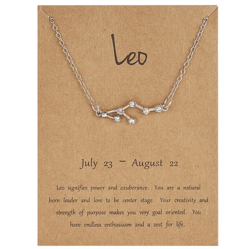 Collares del zodiaco de 12 Constelaciones para mujer, signo del horóscopo, joyería Coreana de circón, Estrella, Galaxia Libra, astrología,: Leo