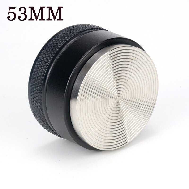 51/53mm Adjustable 304 Stainless Steel Coffee Espresso Tamper Macaron Convex Four Angled Slopes Base Trefoil Distribution Tool: Black(53mm)-C