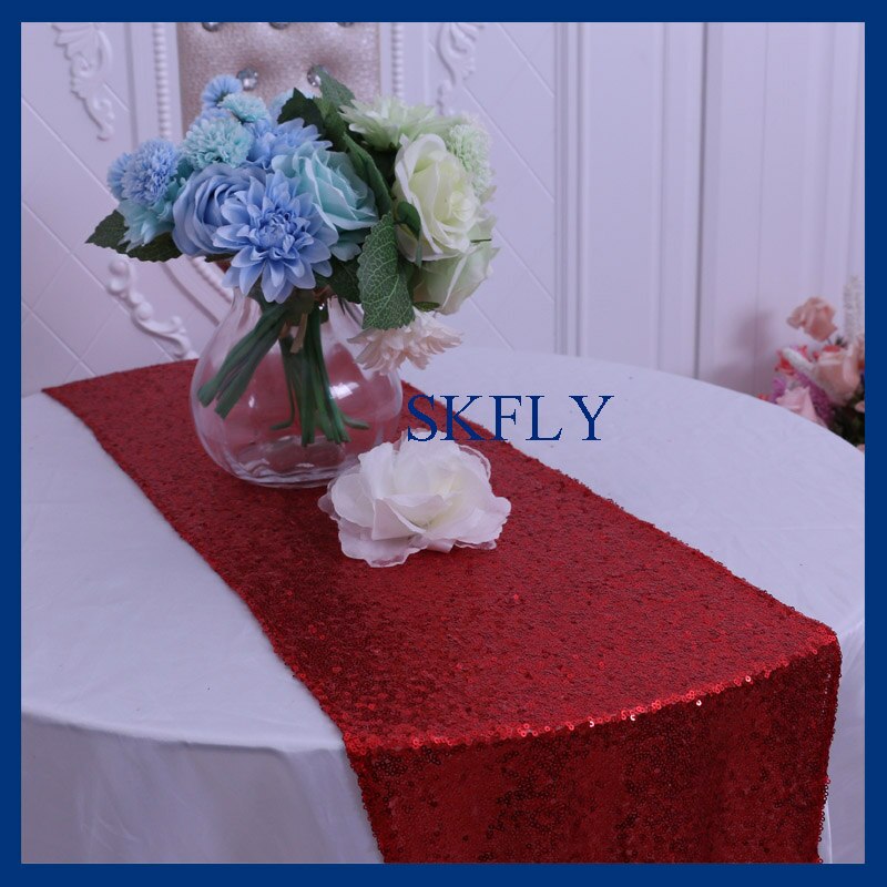 RU0009L Elegante Kerst verjaardagsfeestje bruiloft glitter rode pailletten tafelloper