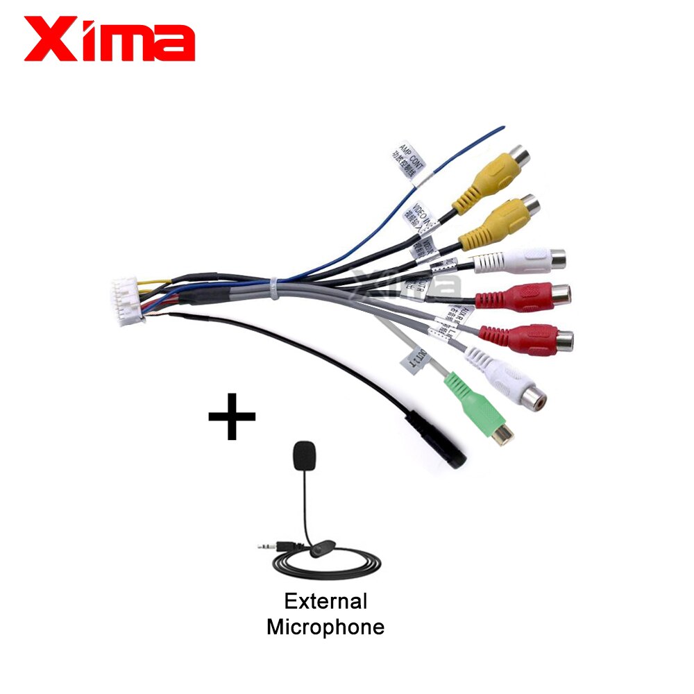 20 Pin Plug Car Stereo Radio RCA Output Wire Harness Wiring Connector Adaptor Cable USB cable GPS antenna external microphone: RCA MIC Cable