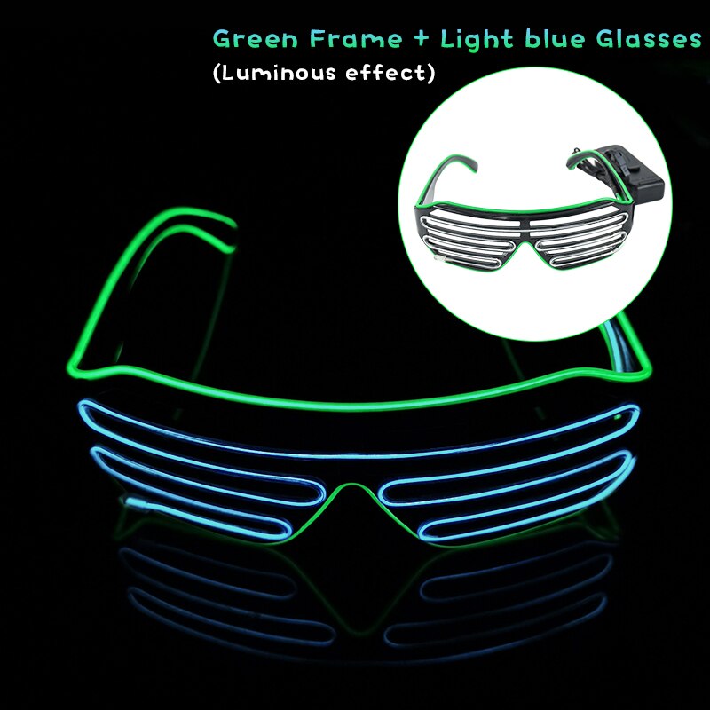 Gafas luminosas LED para Halloween, brillo de neón brillante, luz intermitente, gafas de sol de cristal para suministros de , disfraces de utilería: Z09