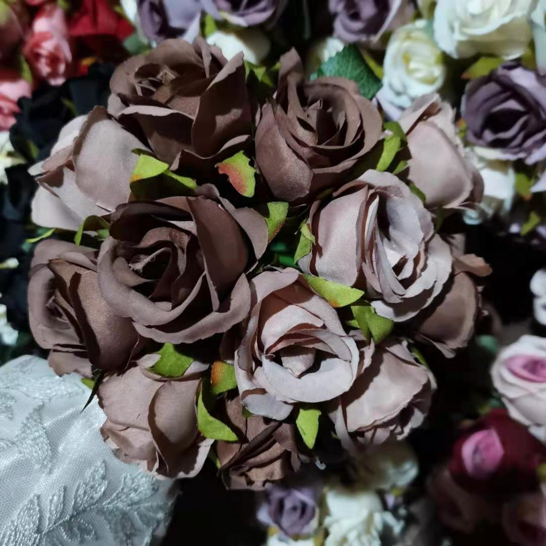 YO CHO Wedding Bouquet Roses Artificial Bridal Bouquets Wedding Accessories Bridesmaids Flowers Mariage Supplies Wedding Bouquet: coffee