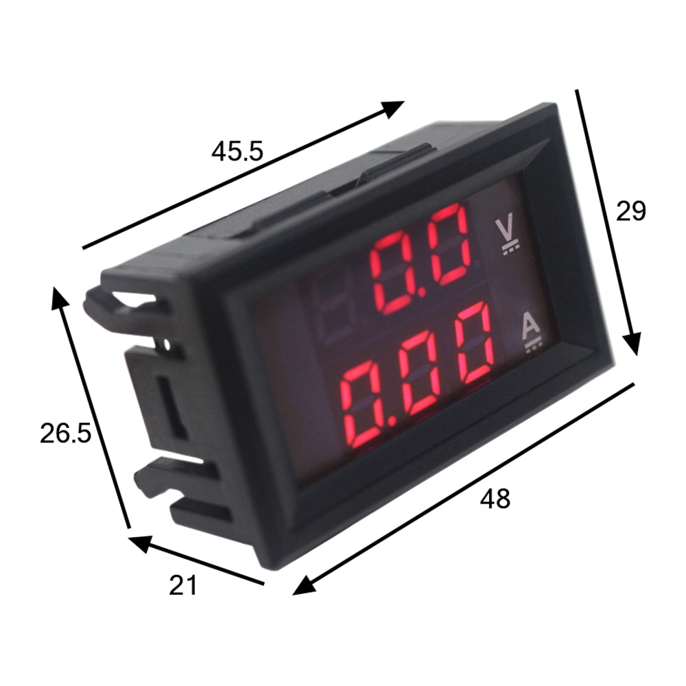 DC 0-100V/10A Red LED Display Digital Car Voltmeter Ammeter Voltage Meter Ampermeter