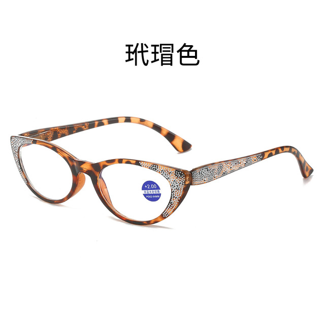 Nuevas gafas de lectura Vintage con forma de ojo de gato y diamantes para mujer, gafas para presbicia antiluz azul, dioptrías + 1,0 a + 4,0: Blanco / +250