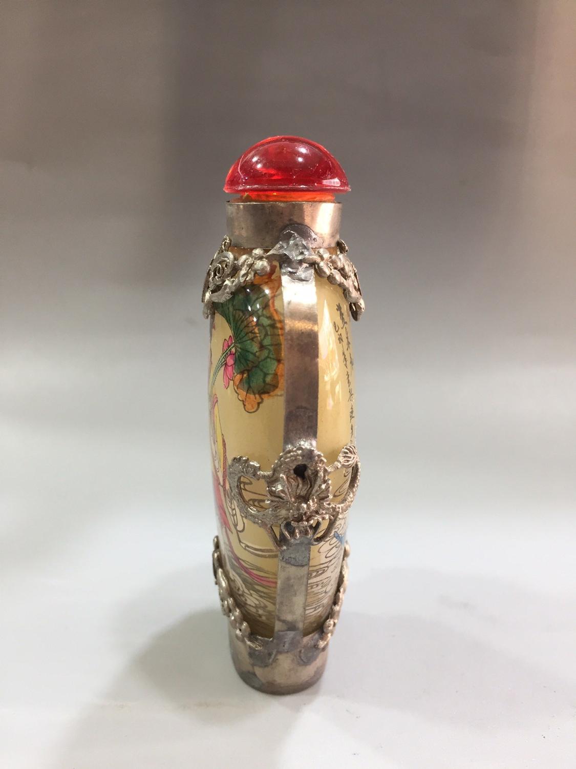 Chinees oud glas ingebouwd schilderij snuiffles tibetaans zilver mozaïek glas karakters patroon lancaihe