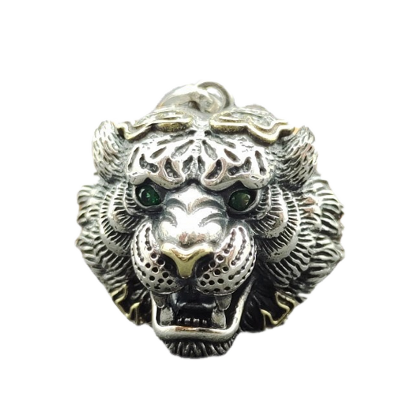 Bocai pure  s925 silber trendige persönlichkeit pulloverkette tigerkopfanhänger glücksbringer für das geburtsjahr männer und frauen anhänger