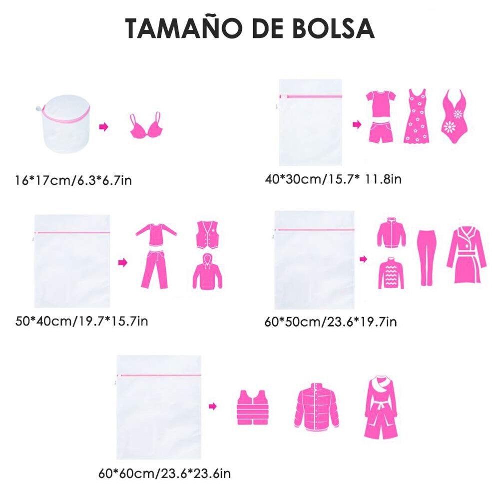 5pcs Zippered Mesh Laundry Bag Washing Net Bag For Underwear Sock Washing Machine Pouch Clothes Bra Bags Organization
