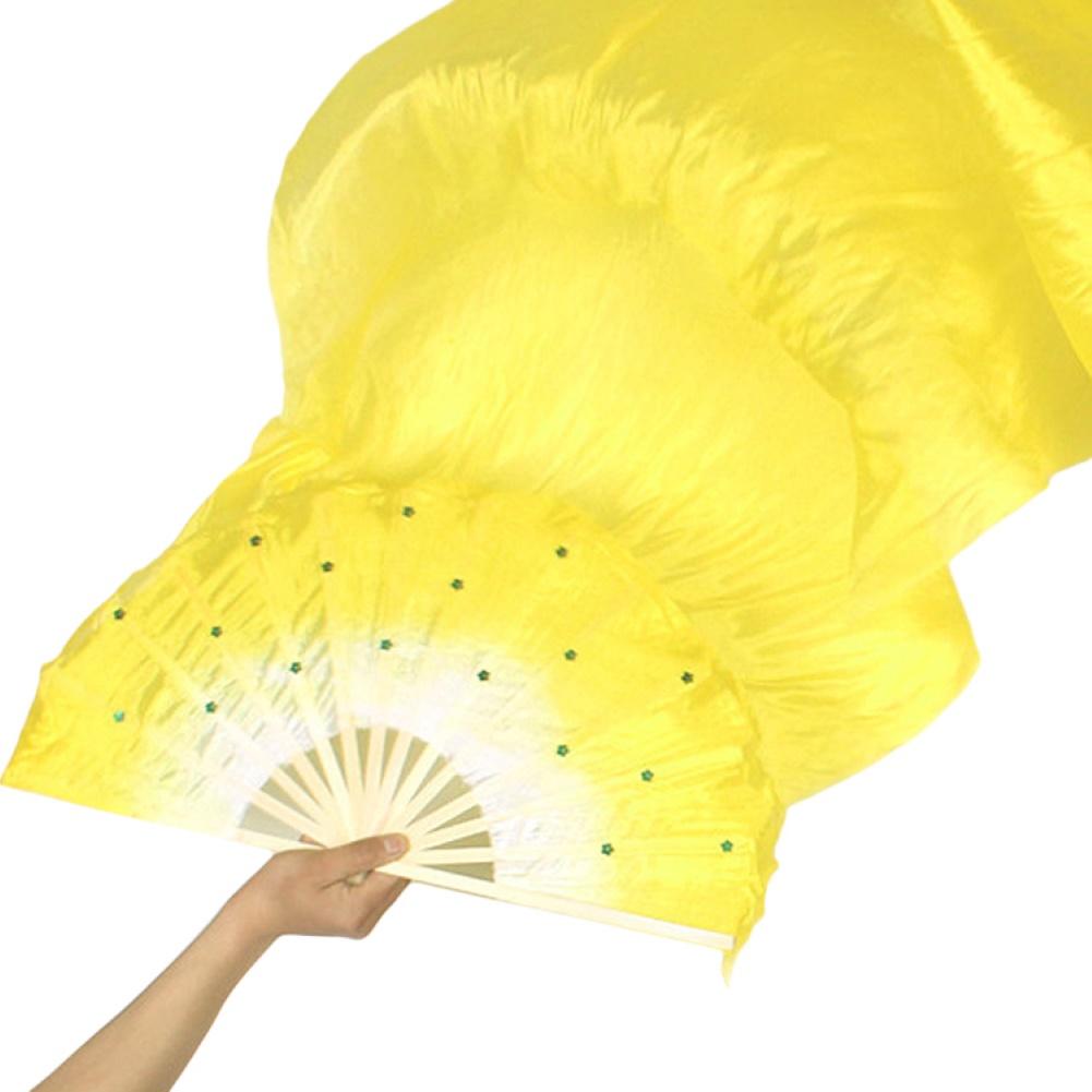 1.5m style chinois ventilateur bambou Imitation soie danse Kung Fu Tai Chi Fans scène Performance accessoires: YELLOW