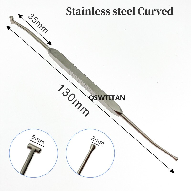 Double ended Titanium Scleral Depressor stainless steel surgical ophthalmic surgical instrument: Curved-SS