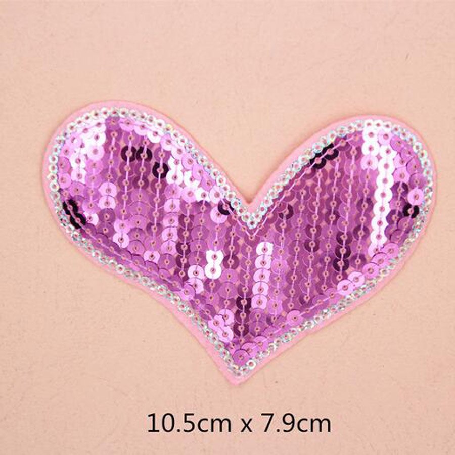 1PC Paillette Sequins Embroidered Patches Clothes Stickers Bag Sew Iron On Applique DIY Apparel Sewing Clothing Accessories BU20: BU20N10 Pink Heart