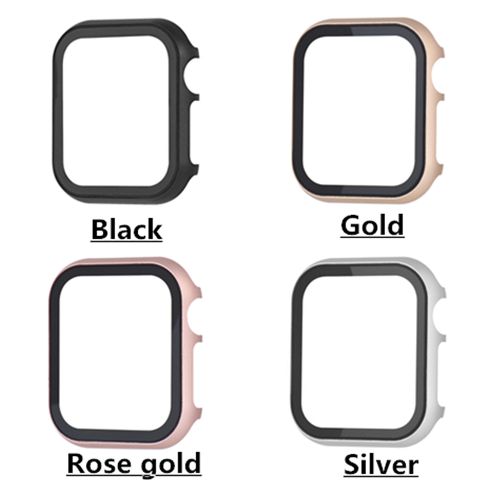 Metal Case + Tempered Film glass for Apple Watch Case 45mm 44mm 41mm 42mm 38mm 40mm Cover IWatch 8 7 6 5 4 3 SE Protective Case