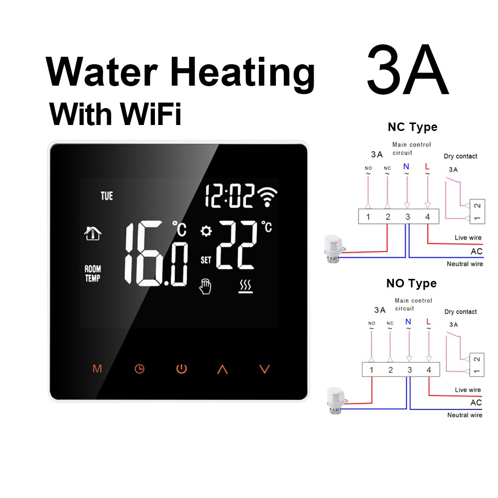 Wifi Slimme Thermostaat, Elektrische Vloerverwarming Water/Gas Boiler Temperatuur Afstandsbediening, geschikt Voor Google Home Alexa: WiFi Water Heating