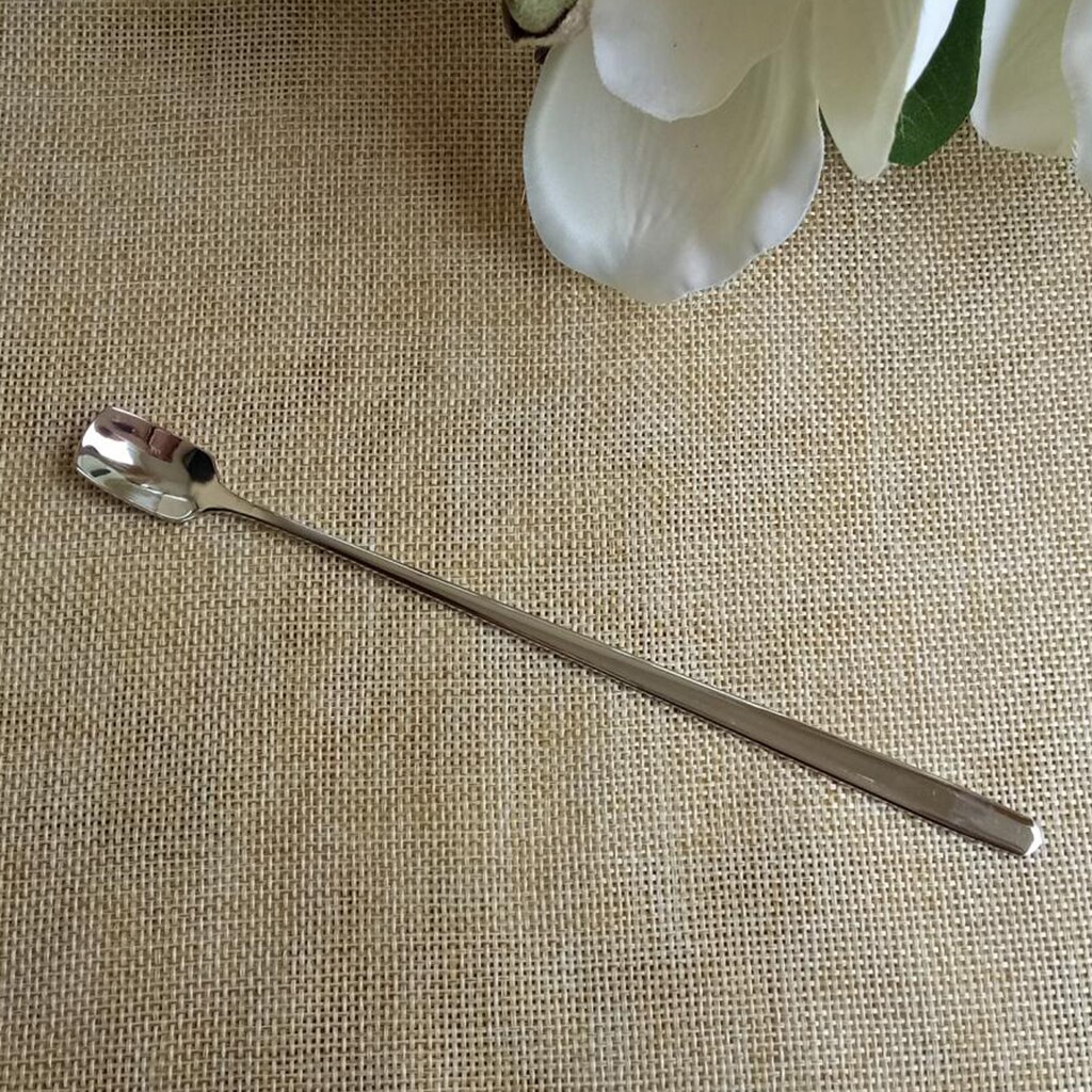 Rustfrit stål 170mm kaffeskeer med lange skafter blandeskeer kold drink frugt is dessert teske stearinlys voks graveske