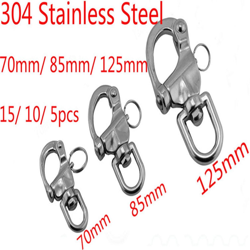 304 Stainless Steel Swivel Shackle Quick Release Boat Anchor Chain Eye Snap Hook Hardware Accessory Kit 15/ 10/5pcs