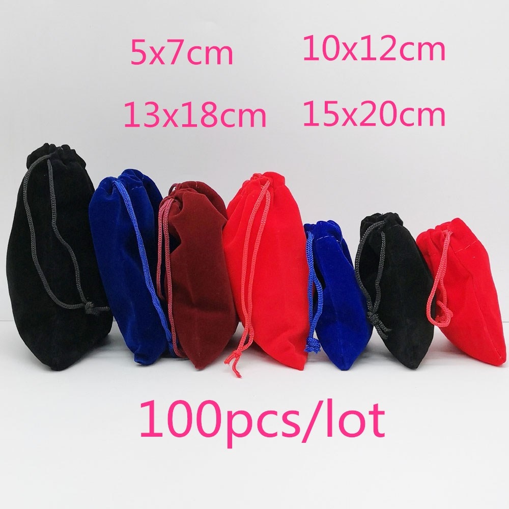 100pcs Velvet Pouch Velvet Bag Drawstring Jewelry Packaging Bags Jewellery Bag Pouches Jewelry Packaging For Jewelry Pouch 15x20