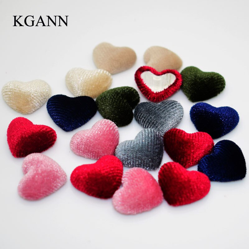 estilo 50 unids/lote 16mm tela de terciopelo Coverd forma de corazón botones traseros planos accesorio para ropa Diy joyería/decoración de la ropa