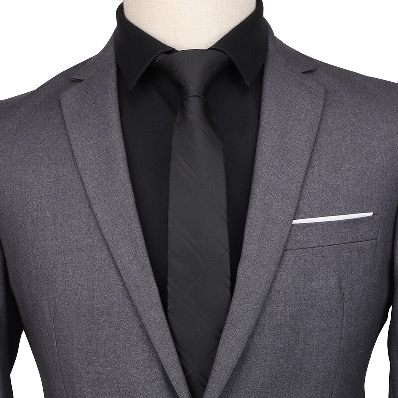 Corbata de boda de retales a rayas para hombre, corbata clásica de 7,5 cm de ancho, corbata azul a cuadros, para negocios: Black