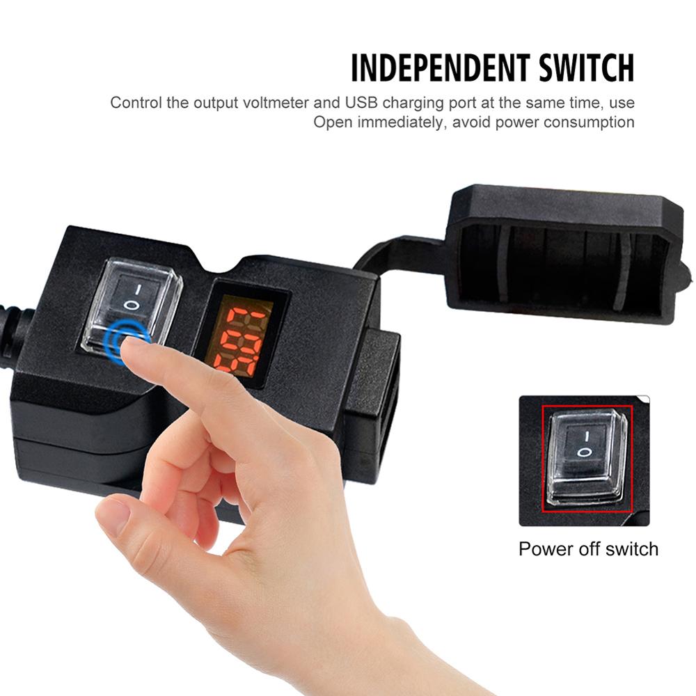 Dual USB Port Waterproof Motorbike Motorcycle Handlebar Charger 9-32V 3.1A 7V Adapter Power Supply Socket for Phone Mobile