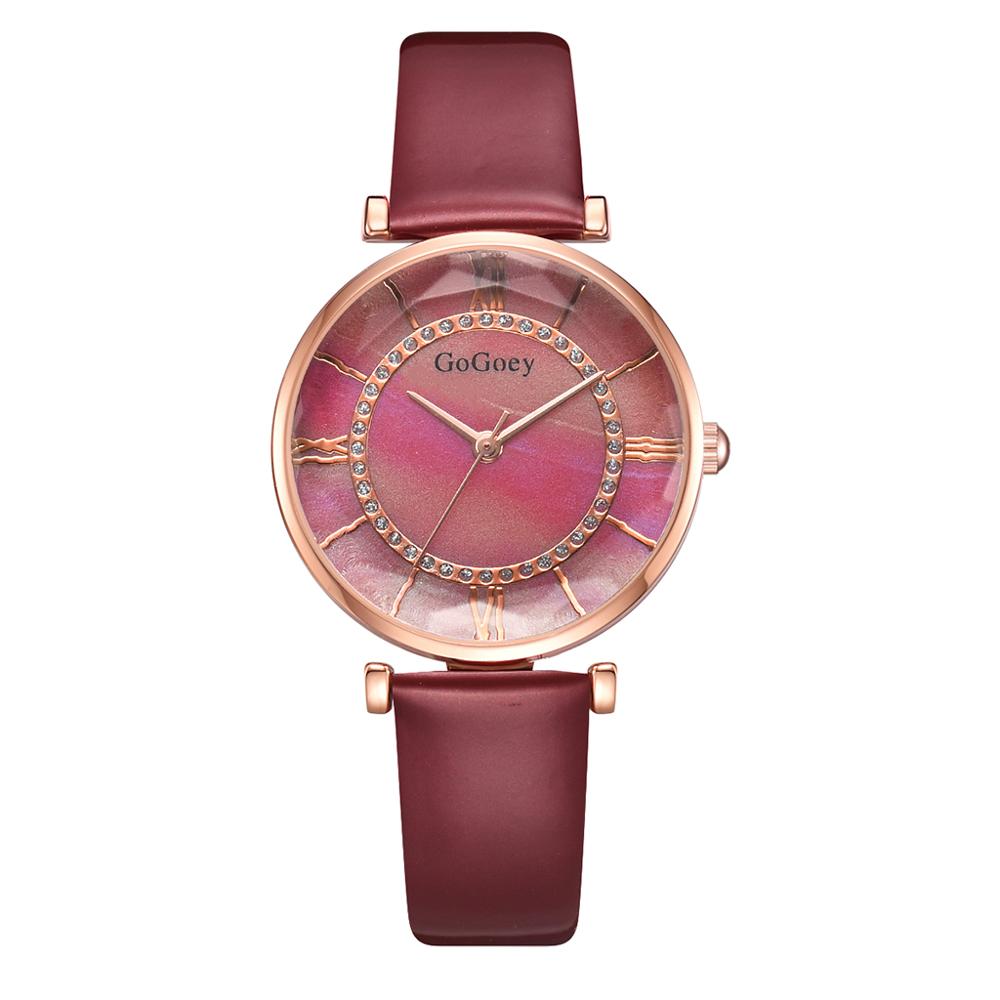 Luxe dameshorloge met leren band, unieke, eenvoudige horloges, casual sporthorloges, quartzhorloges, dameshorloges: Rood