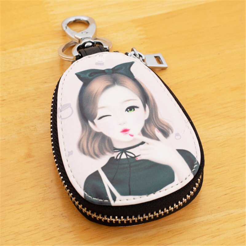 5 Colors Painted Women Girls Key Bag PU Leather Key Wallets Housekeepers Car Key Holder Case Gigh Keychain Pouch