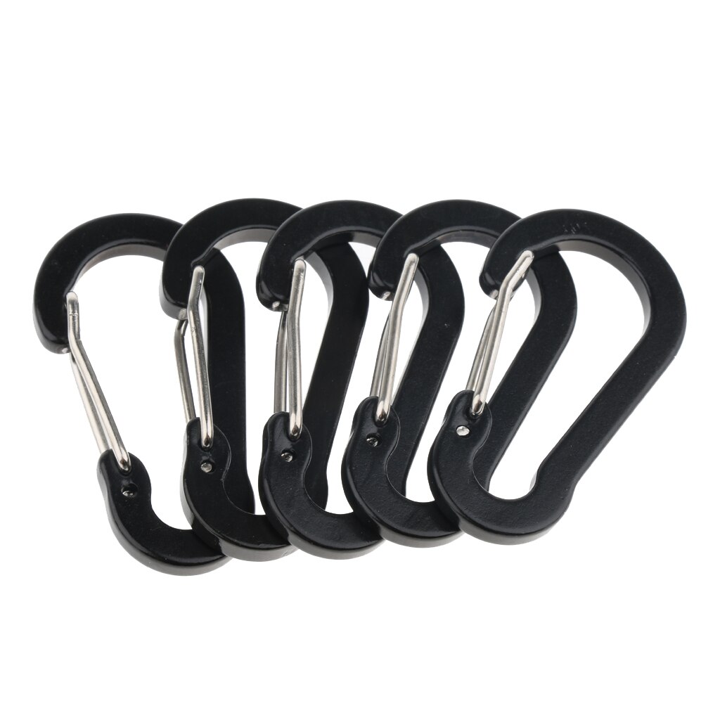 10 st mini aluminium wiregate karbinhakar d form fjäderbelastad grind liten d ring karbinhake, lättviktskrok nyckelring