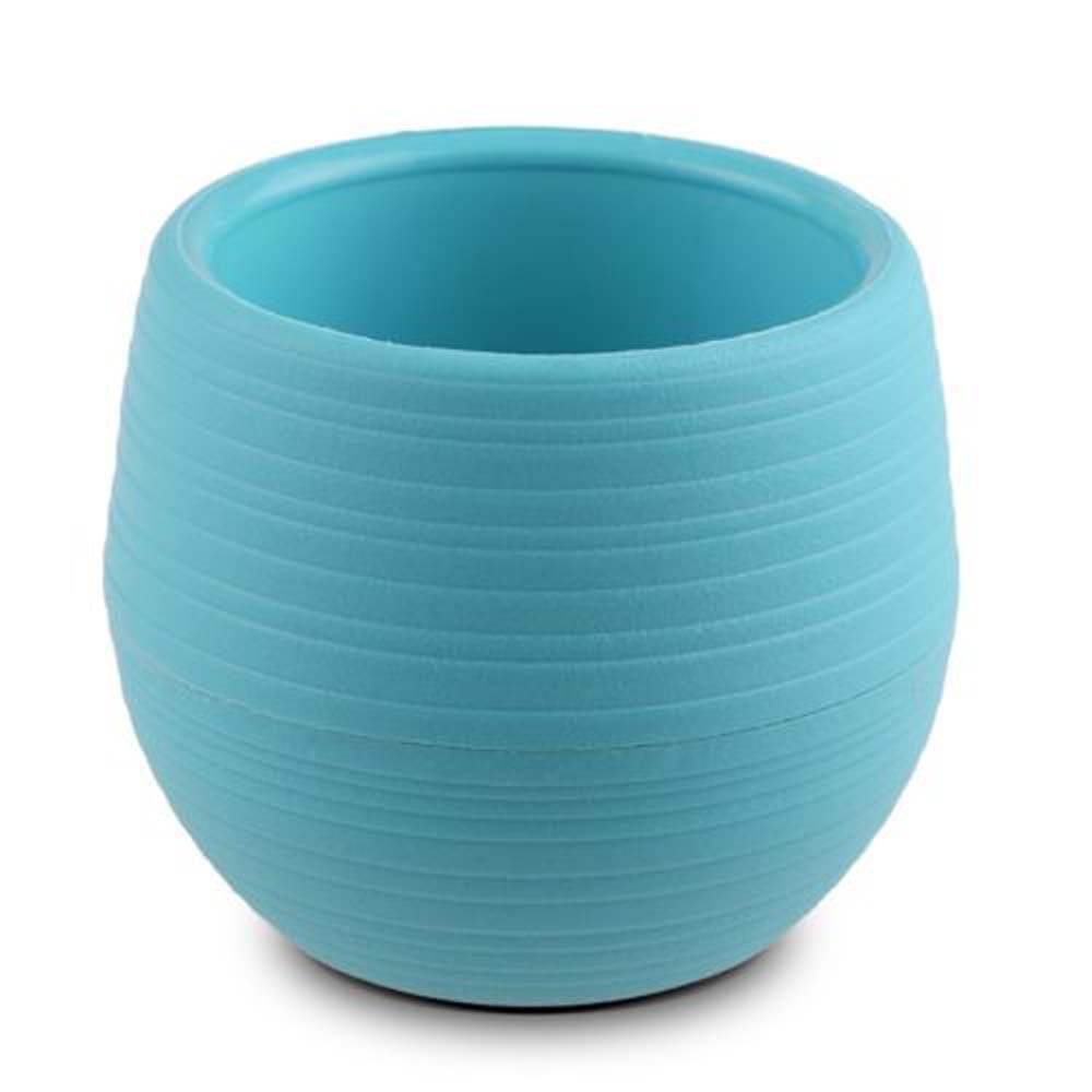 Mini Colorful Round Plastic Flower Pots Planter Home Office Desktop Garden Decoration Desktop Flower Pots: blue