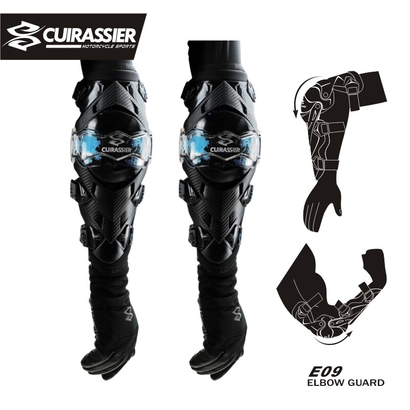 Cuirassier armbågsskydd motorcykel utrustning knä armbågsskydd motocross downhill dirt bike mtb skydd terrängracing mx knäskydd: E09- blå