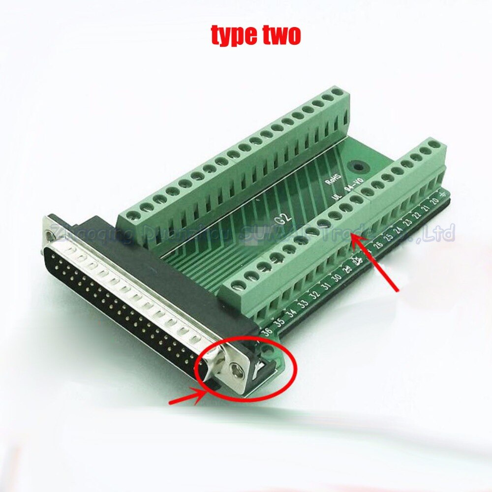 Male Parallel 2 rows 37 pins DB37 Serial port turn to wire terminals DR37 male socket turn to terminal