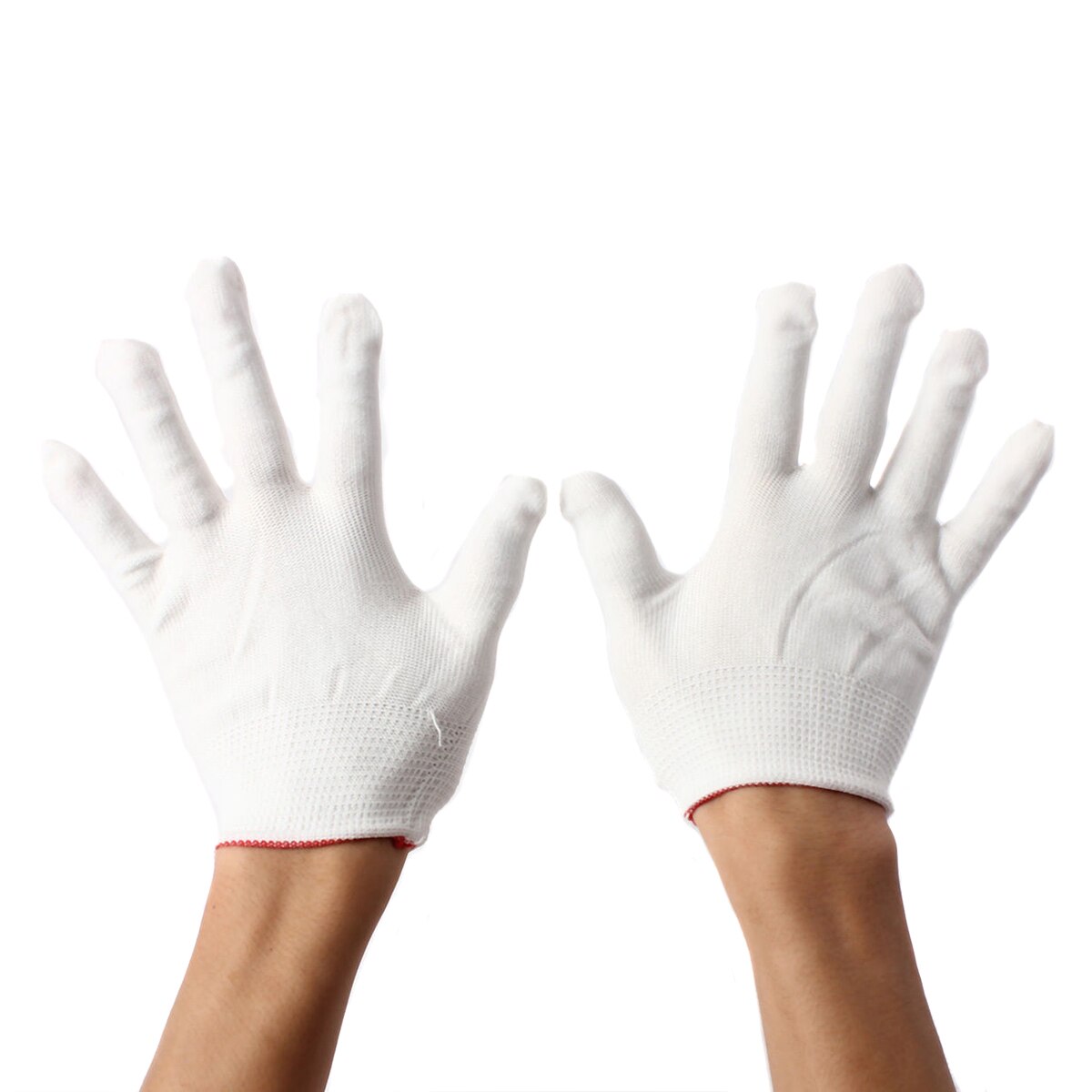 Guantes antiestáticos de seguridad laboral, manoplas antiestáticas de punto de nailon electrónico, negro/blanco, 2/4/10 pares: White / 4Pairs