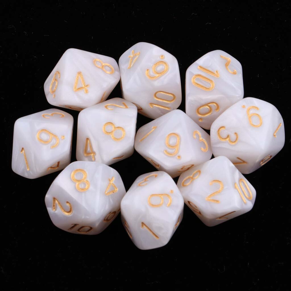 10x plastic dobbelstenen  d10 drinkdobbelstenen voor dnd trpg mtg tafelspellen speelgoed feest: Wit