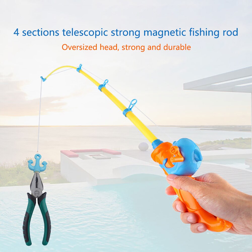 Children's Toy Strong Magnetic Fishing Rod Dolphin Pattern Telescopic Fishing Rod Spring Parent-child Outdoor Sports 50cm