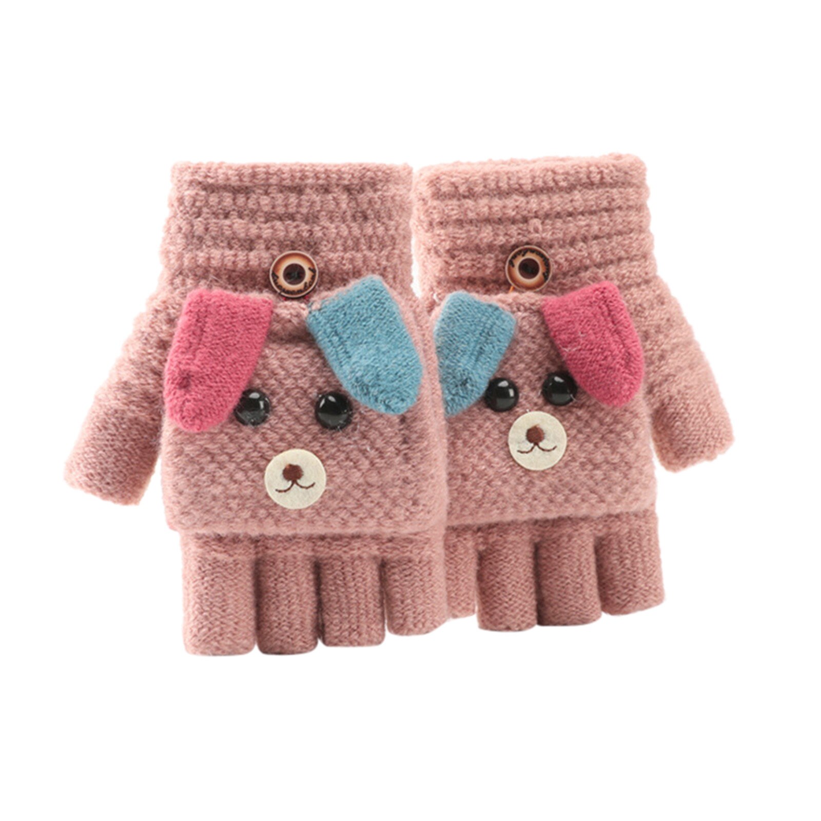 enfants gants hiver doux Convertible haut gants enfants bébé hiver tricot mitaine sans doigts pour 6-12 ans: F