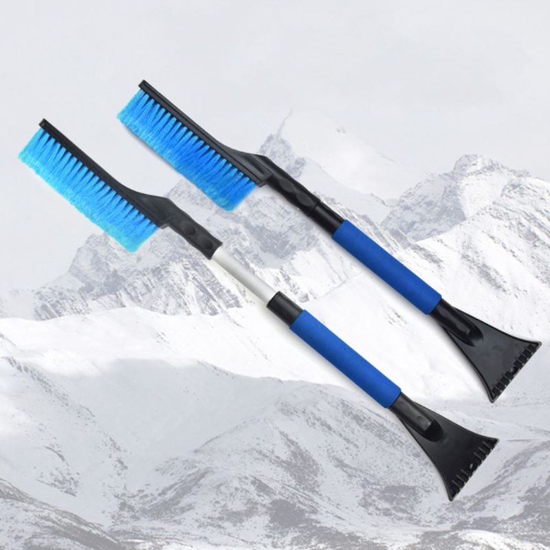 Multifunction Adjustable 2 in 1 Car Ice Scraper with Brush Window Roof Snow Removal Tool Detachable Outdoor Durable