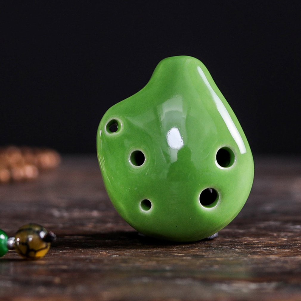 Flauta Ocarina 6 agujeros Soprano C flauta de cerámica Ocarina del tiempo Mini Ocarina flauta niño juguete instrumentos musicales: Green