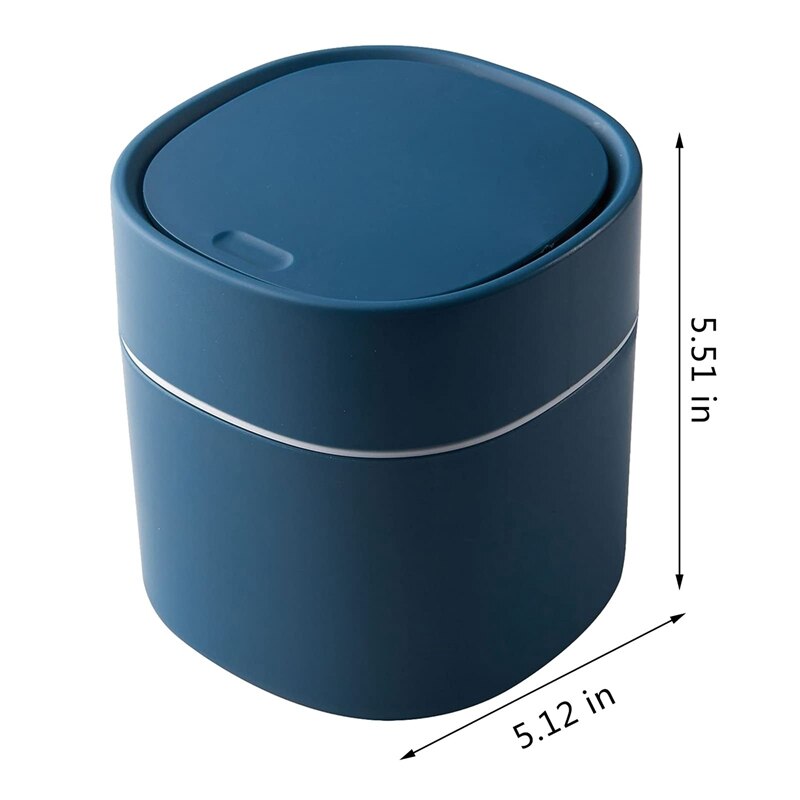 Mini Trash Can Desktop Waste Bin with Press-Open Lid Small Table Top Bin Graceful Round Corner Paper Bin for Home