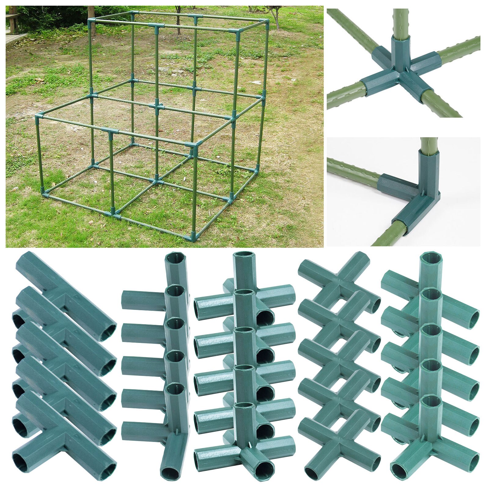 5PCS Greenhouse Frame Connector Plants Awning Pillar Connectors Climbing Plants Awning Pipe Pole Connecting Joints Bracket Parts