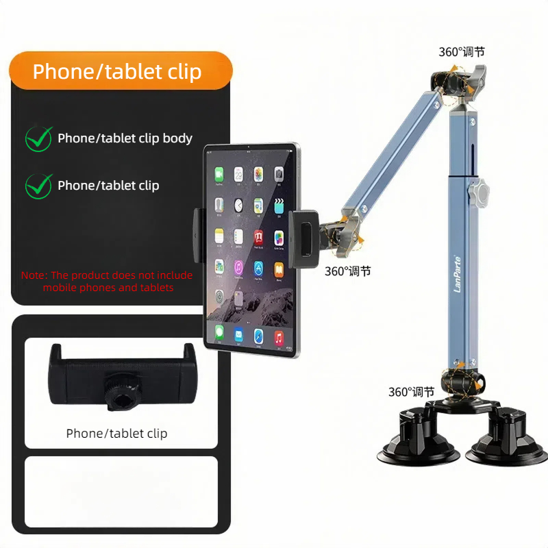 Stojak na tablet Uchwyt na telefon Uchwyt na iPada robić montażu na biurku [ultra Solidny] 2 zaciski przyssawkowe robić łóżka Uchwyt na tablet na gęsiej szyi: czarny