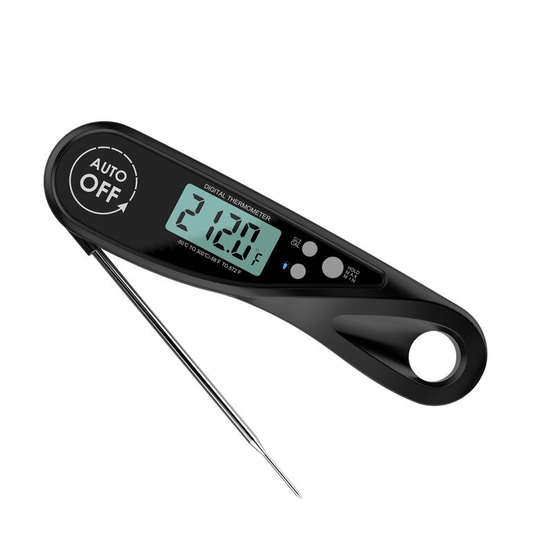 Folding Digital Kitchen Food Thermometer Meat Water Milk Cooking Probe BBQ Electronic Oven Thermometer Waterproof Tools: Upgraded Type-Black
