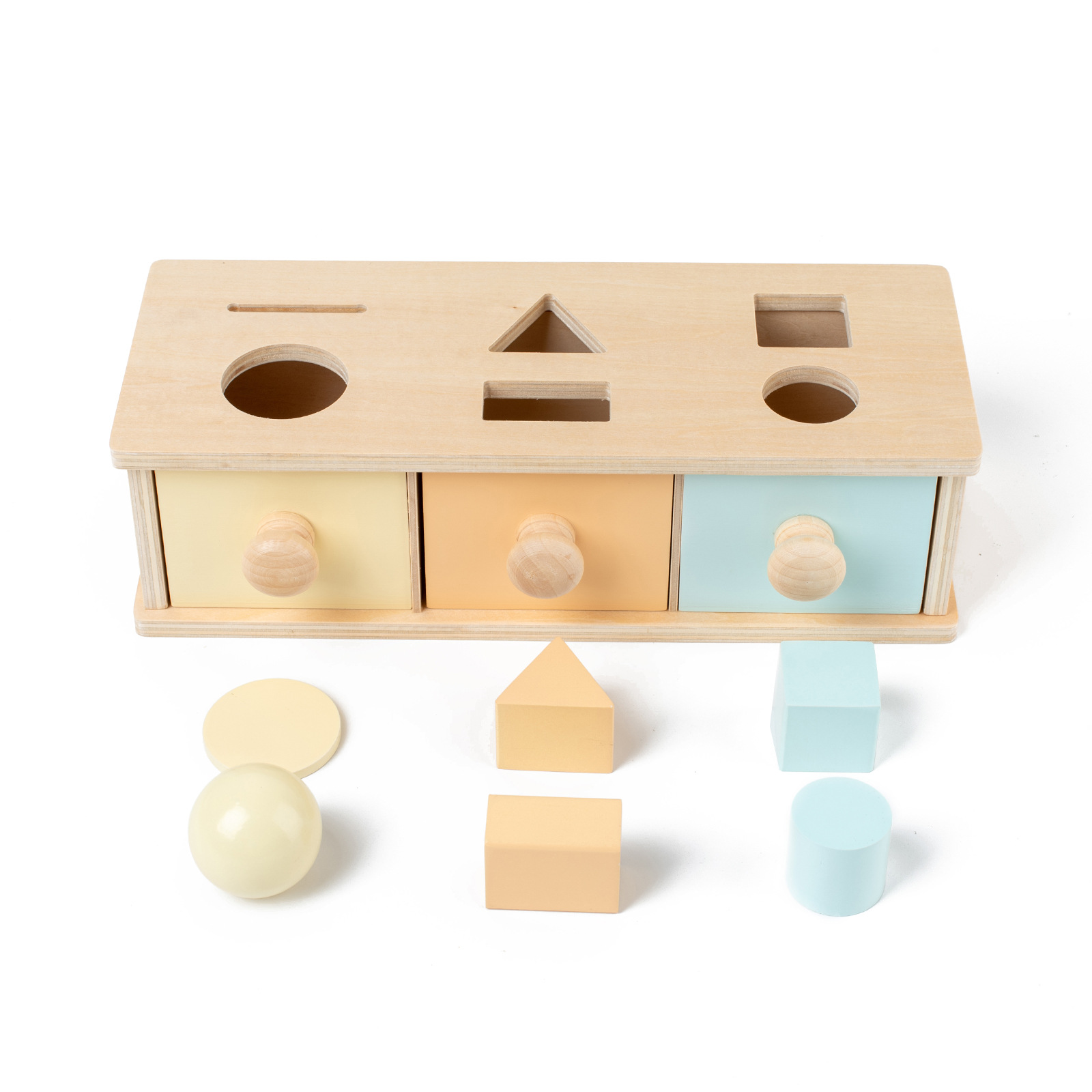 Holz Schublade Kasten Früer Bildung Intelligenz Spielzeug Kindergarten Weben Trommel Druck Ball Tisch Werkzeuge Kleinkinder Kleinkinder: kastanienbraun
