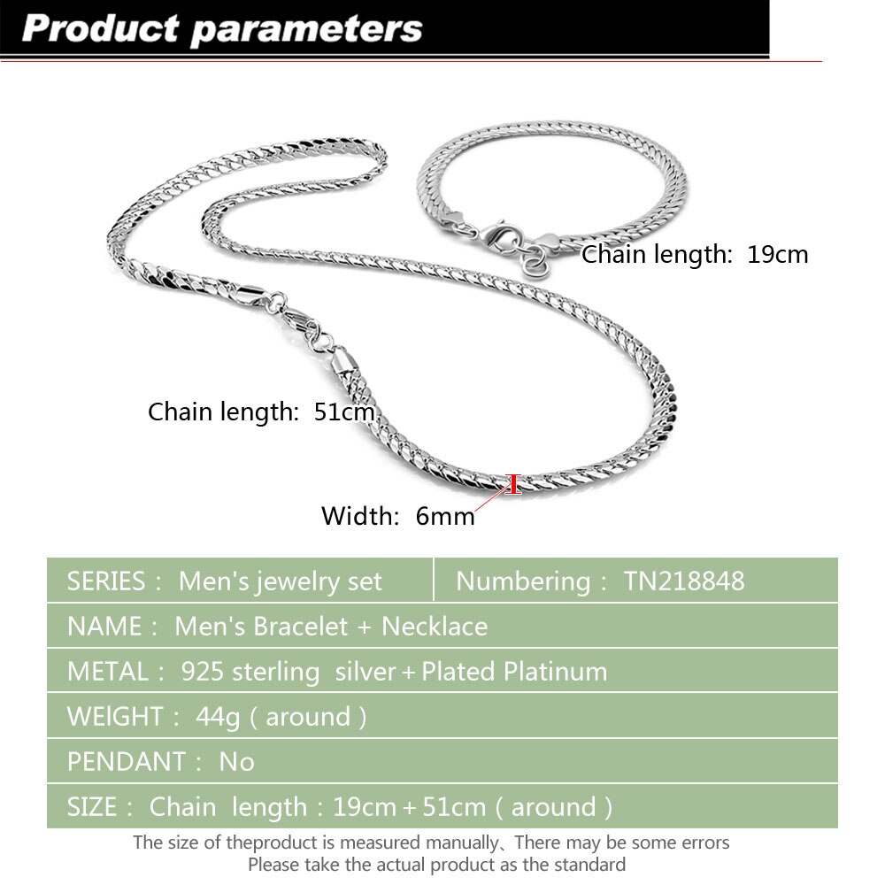 Heren Armband/Ketting Set 925 Sterling Zilveren Ketting Party Accessoires Gouden Sieraden Armband